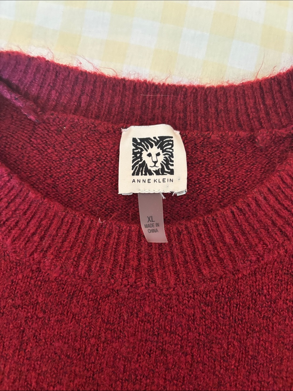 Anne Klein Burgundy Crew Sweater with Gold Shoulder Buttons - Picture 2 of 4